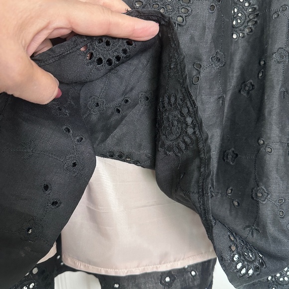 Vintage NWT St.Tropez West Black Cotton Eyelet With Blush Lining sz14 Midi Skirt - Picture 8 of 9